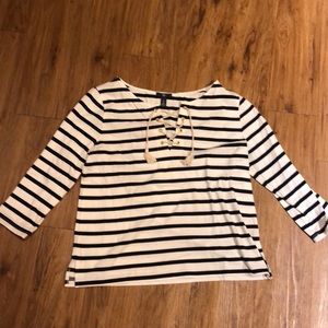 Gap Striped 3/4 sleeve shirt- large